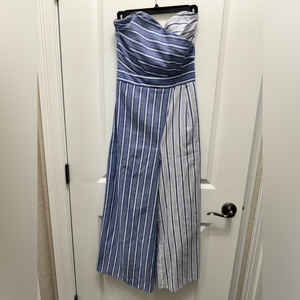 Strapless Jumpsuit blue stripes size Medium